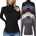 5 Pack Womens Long Sleeve Turtleneck Tops - Stretch Fit Basics