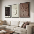 Framed Abstract 3D Textured Wall Art 30x60 in - Modern Neutral Set