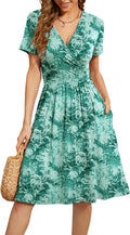 WEACZZY Women's Summer V-Neck Floral Casual Dress with Pockets home