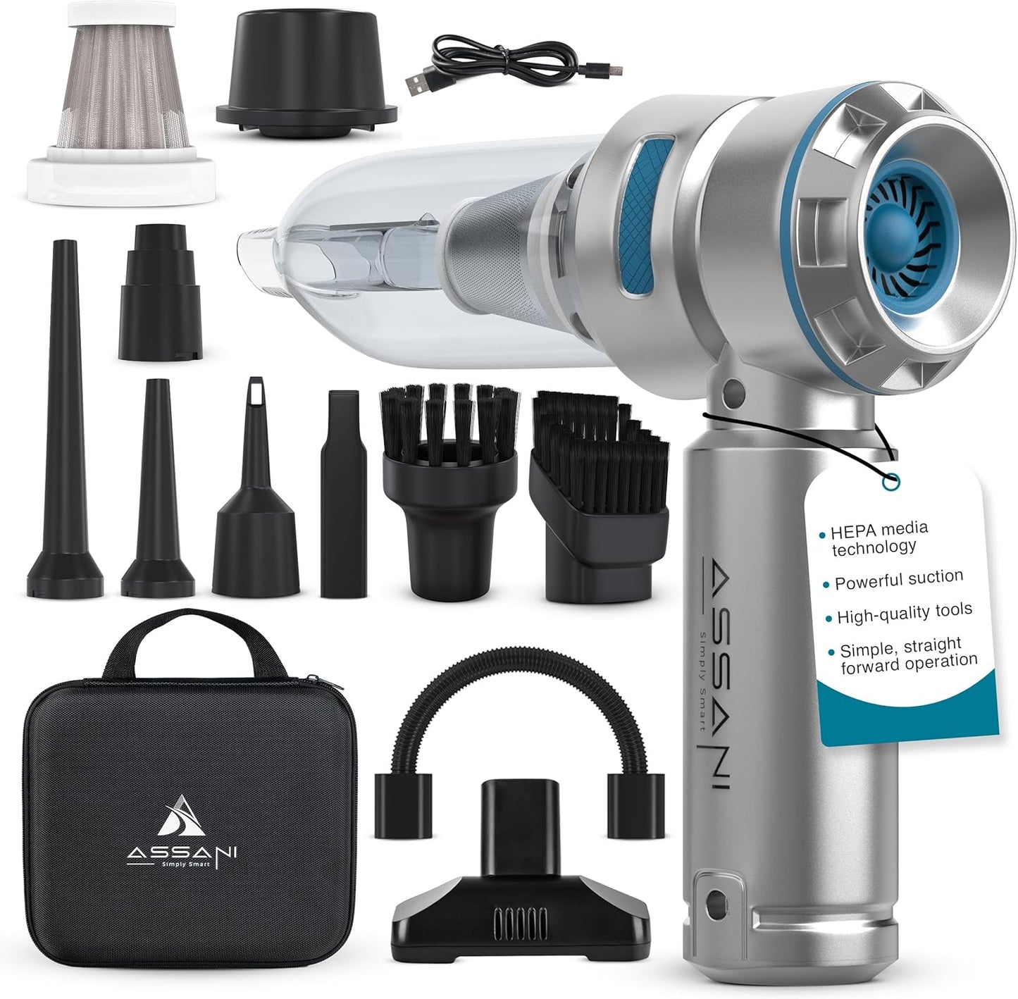 Powerful Assani Car Vacuum - 15000PA Suction