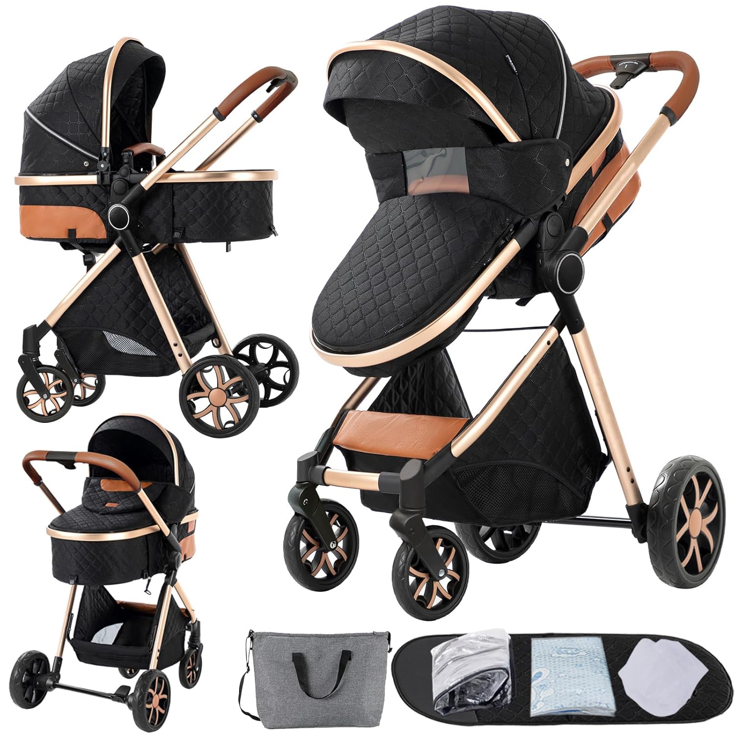 2 in 1 Baby Stroller with High View Design and Shock Absorption