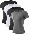 TELALEO Women's Compression Shirt 4 Pack for All Sports Activities