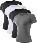 TELALEO Women's Compression Shirt 4 Pack - Comfortable Workout