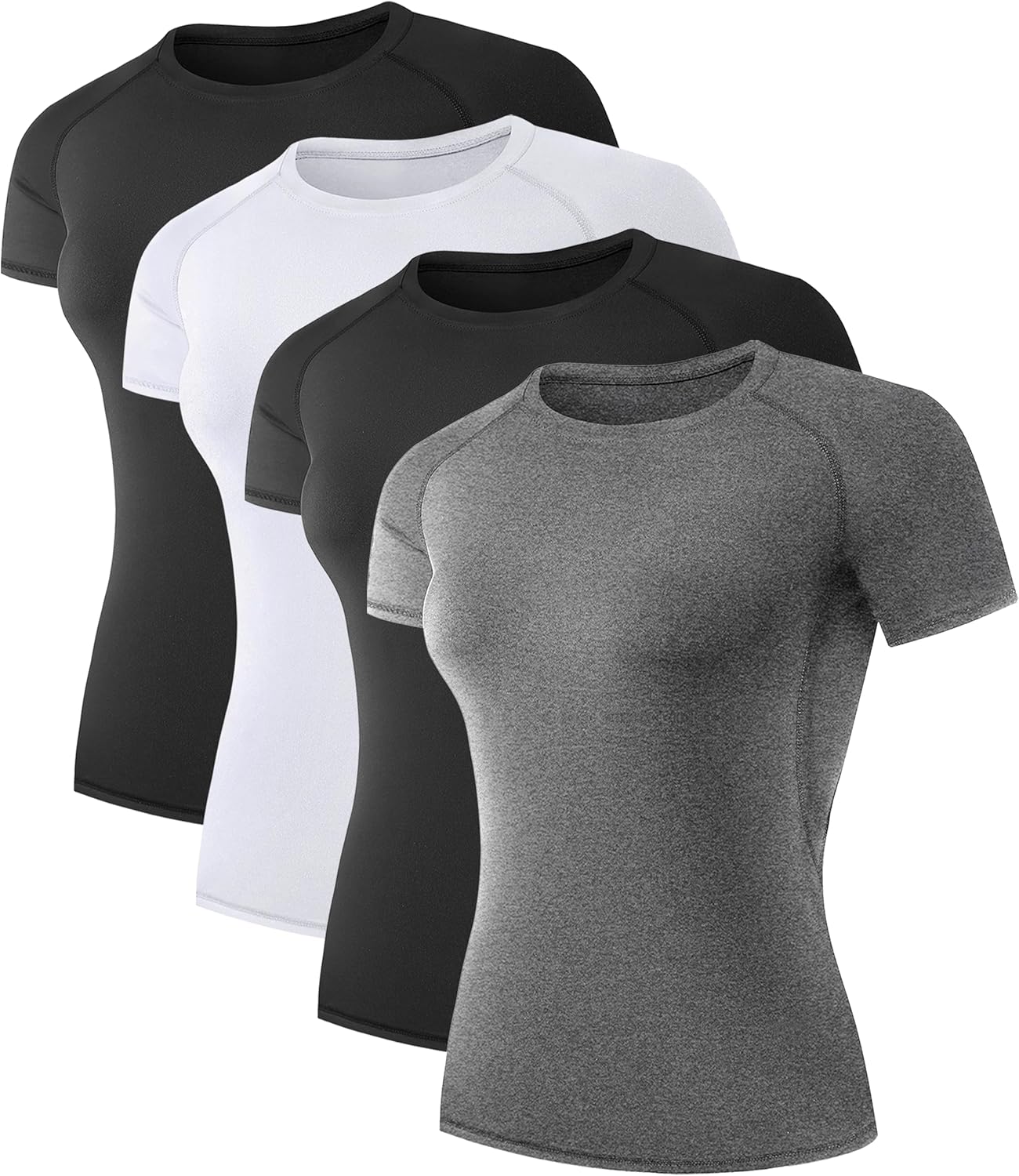 TELALEO Women's Compression Shirt 4 Pack for All Sports Activities