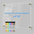 Clear Acrylic Dry-Erase Board 24x16 - Transparent Wall-Mount Writing