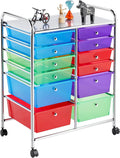 Yaheetech 12 Drawers Rolling Storage Cart - Compact Vertical Organizer