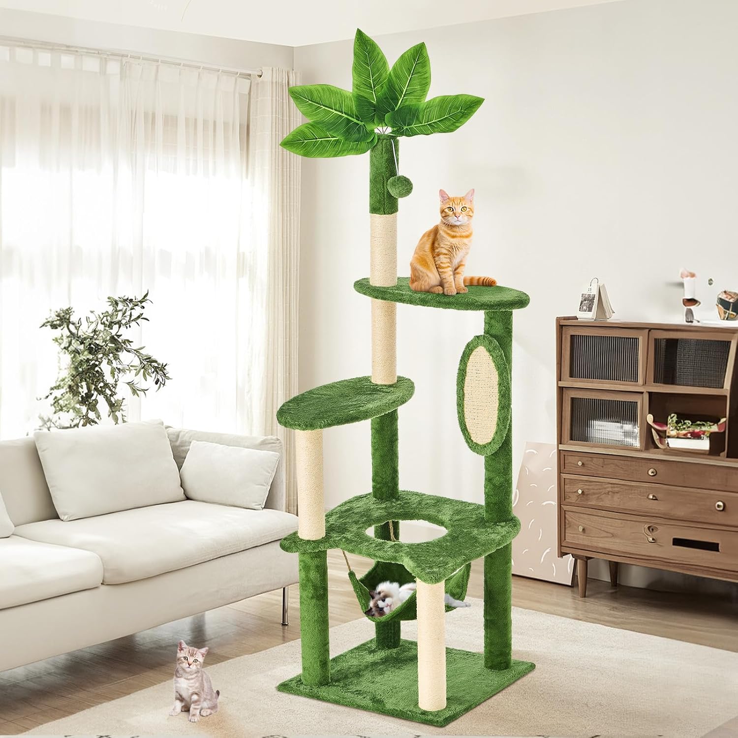 61 in Large Cat Tree Tower with DIY Features for Indoor Cats