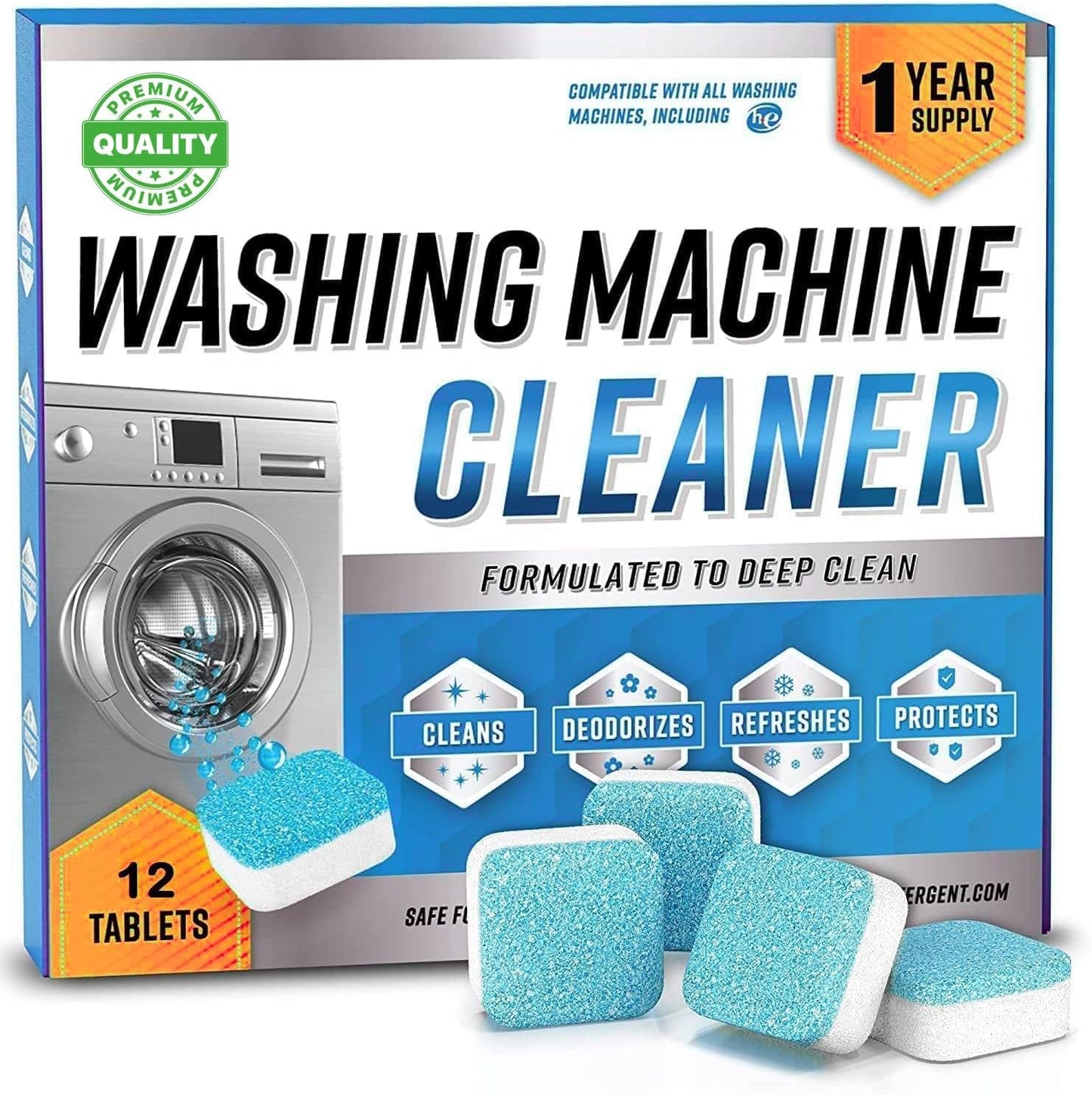 Washing Machine Cleaner Tablets - 12 Pack | Deep Clean Drum & Seal
