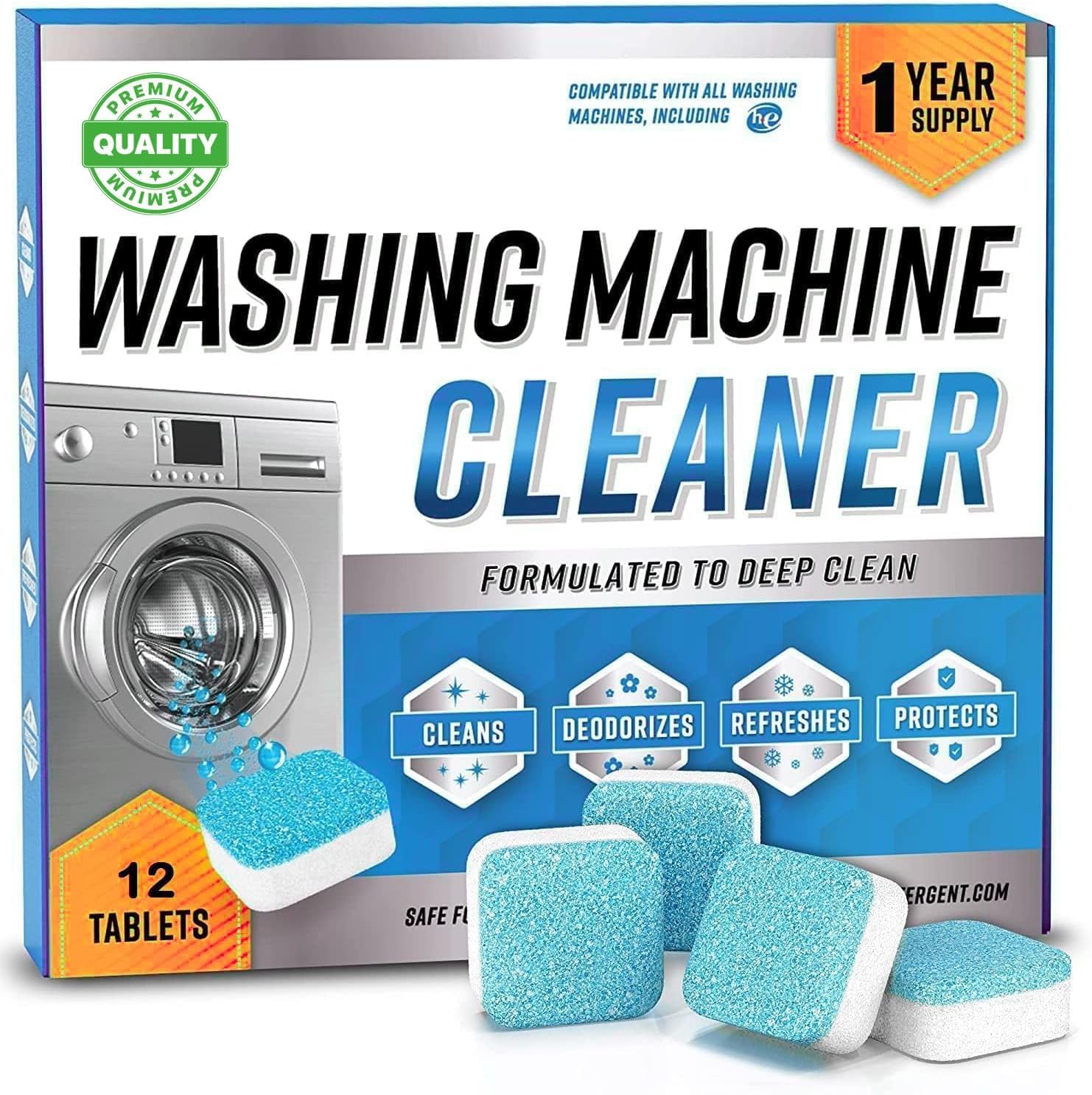 Washing Machine Cleaner Tablets - 12 Pack | Deep Clean Drum & Seal