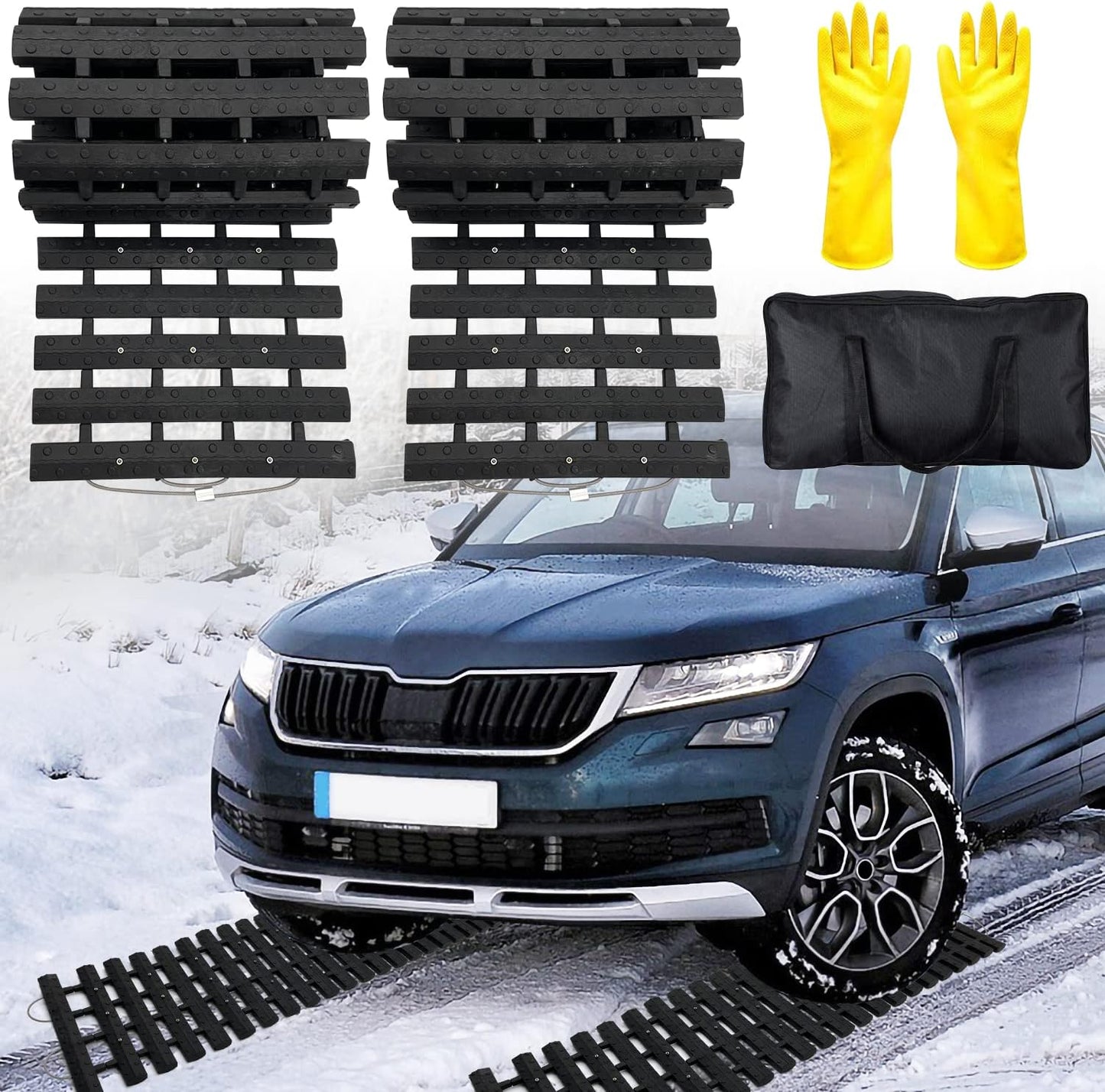 2024 Upgrade Emergency Tire Traction Mats for Snow and Ice