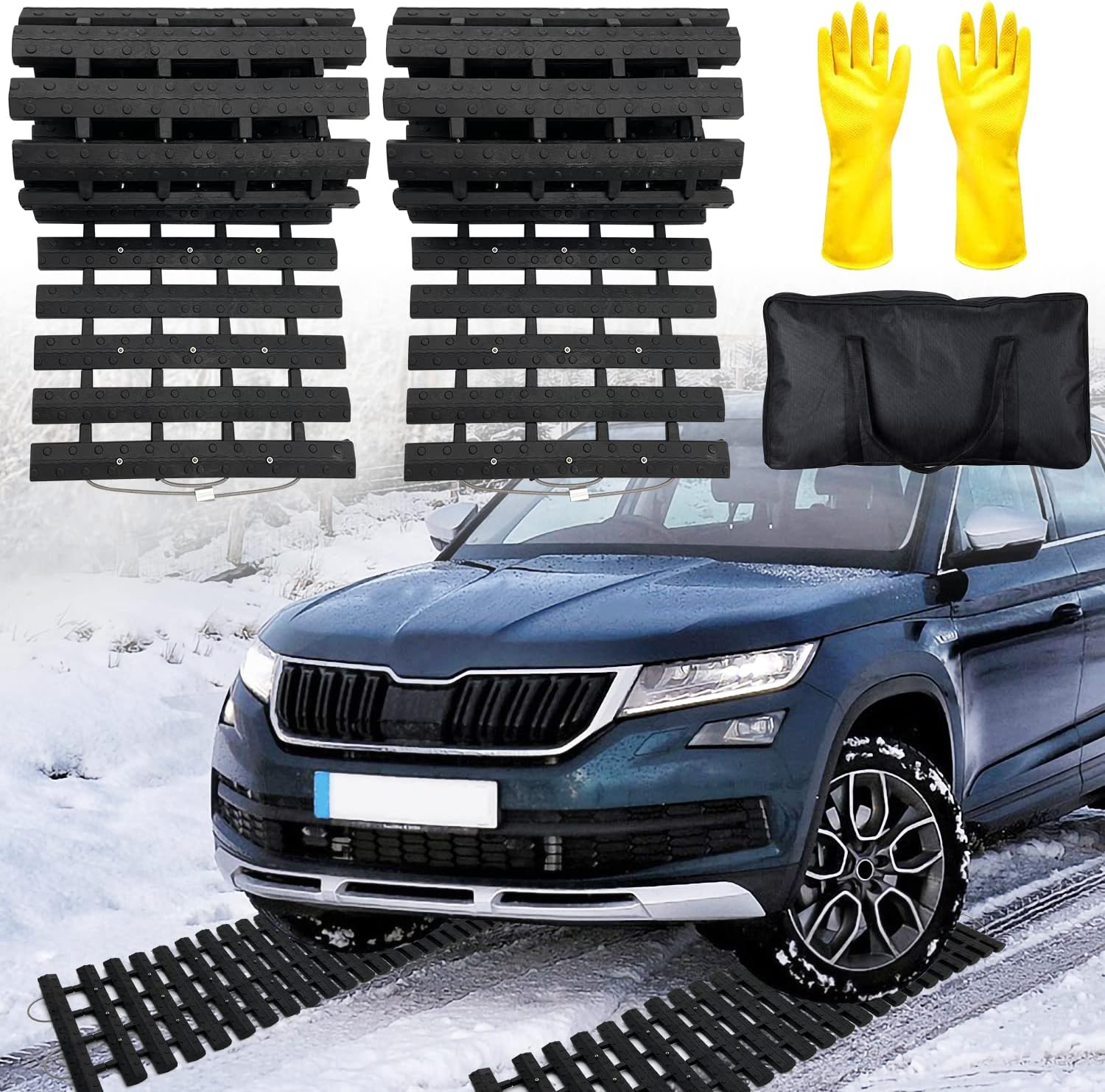 2024 Upgrade Emergency Tire Traction Mats for Snow and Ice