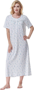 Keyocean Women Nightgowns - Soft Cotton Short Sleeve Nightdress