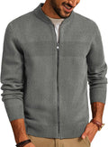 Mens Full Zip Cardigan Sweater Stand Collar - Comfortable, Classic Fit