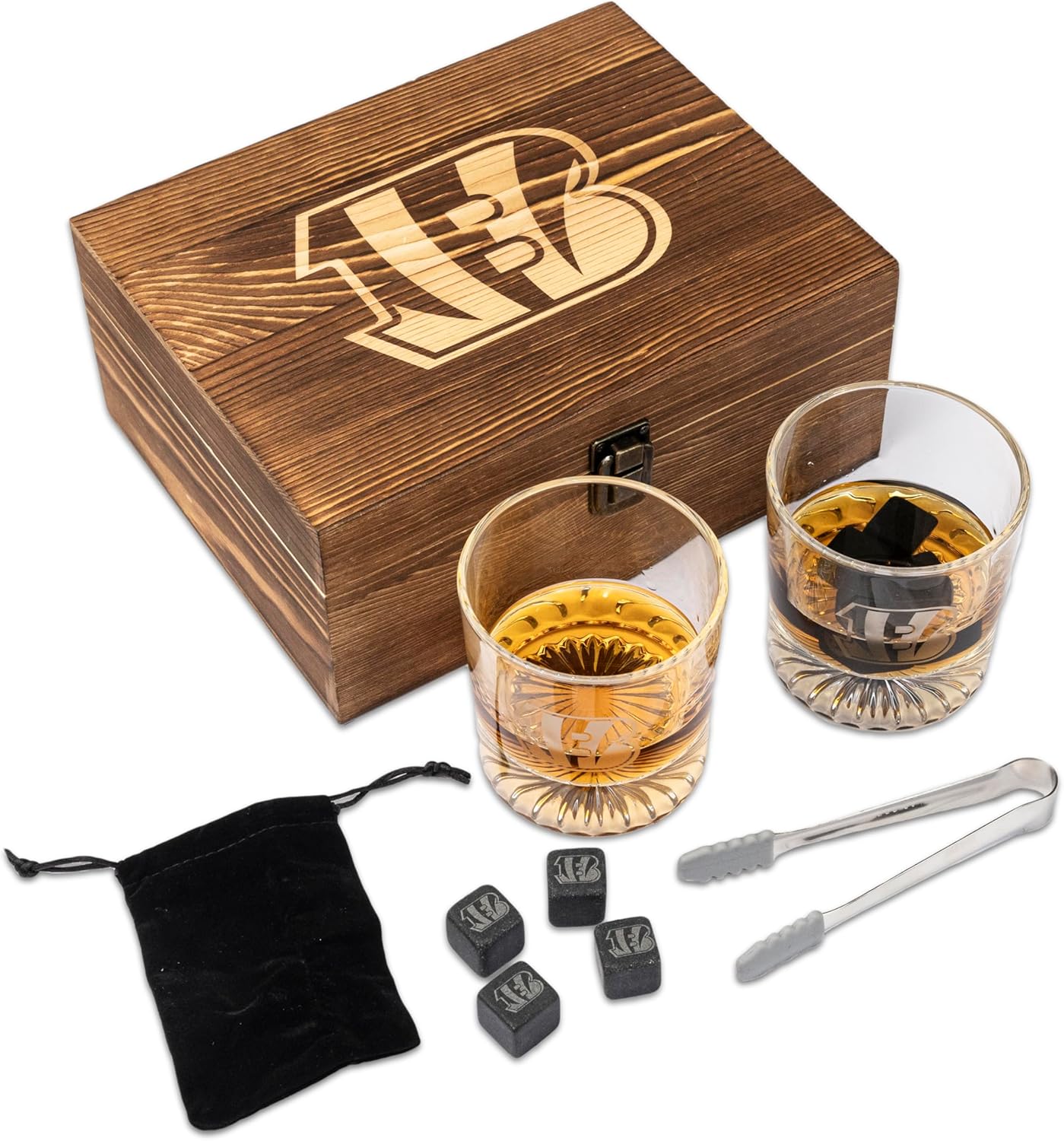 NFL Wood Boxed Drinkware Set with Premium Rocks Glasses
