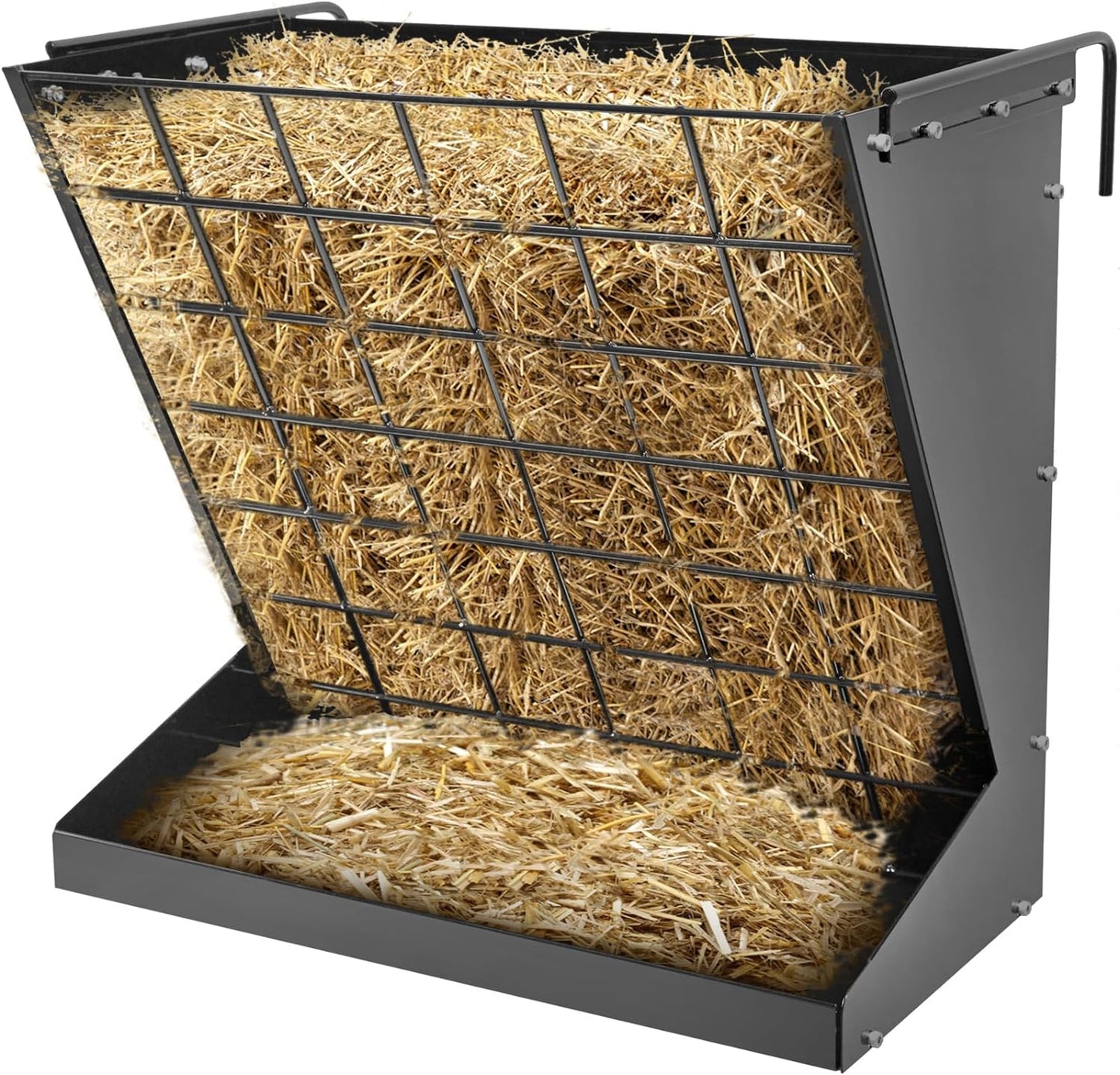 Heavy-Duty Galvanized Metal Wall Mount Hay Rack for Livestock