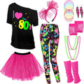 Vabean 19 Pcs 80s Costume Set for Women - Complete Retro Outfit