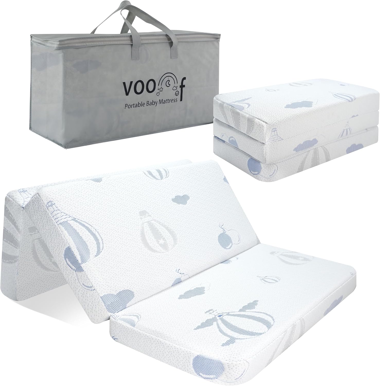 Trifold Pack and Play Mattress for Baby with High Density Foam