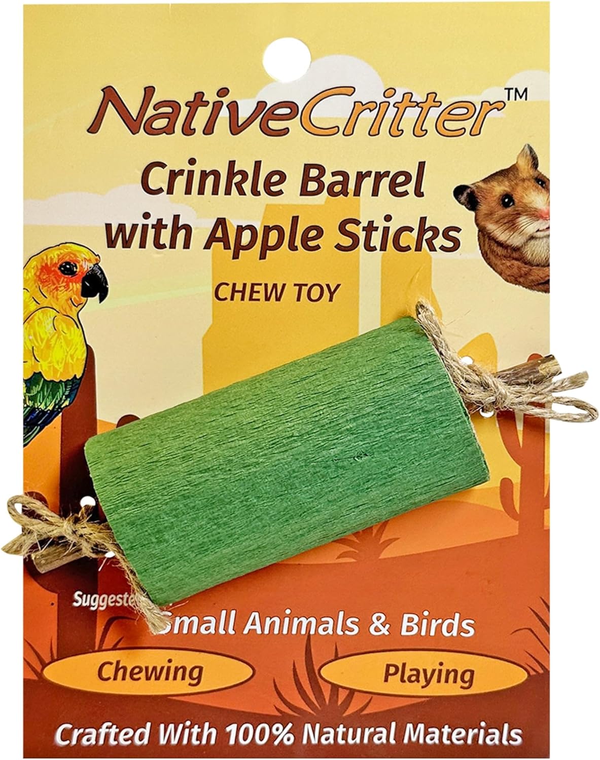 Crinkle Barrel with Apple Sticks - Ultimate Enrichment for Small Pets