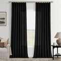 Black Linen Curtains 102 in Long Pinch Pleated Drapes - Memory Trained