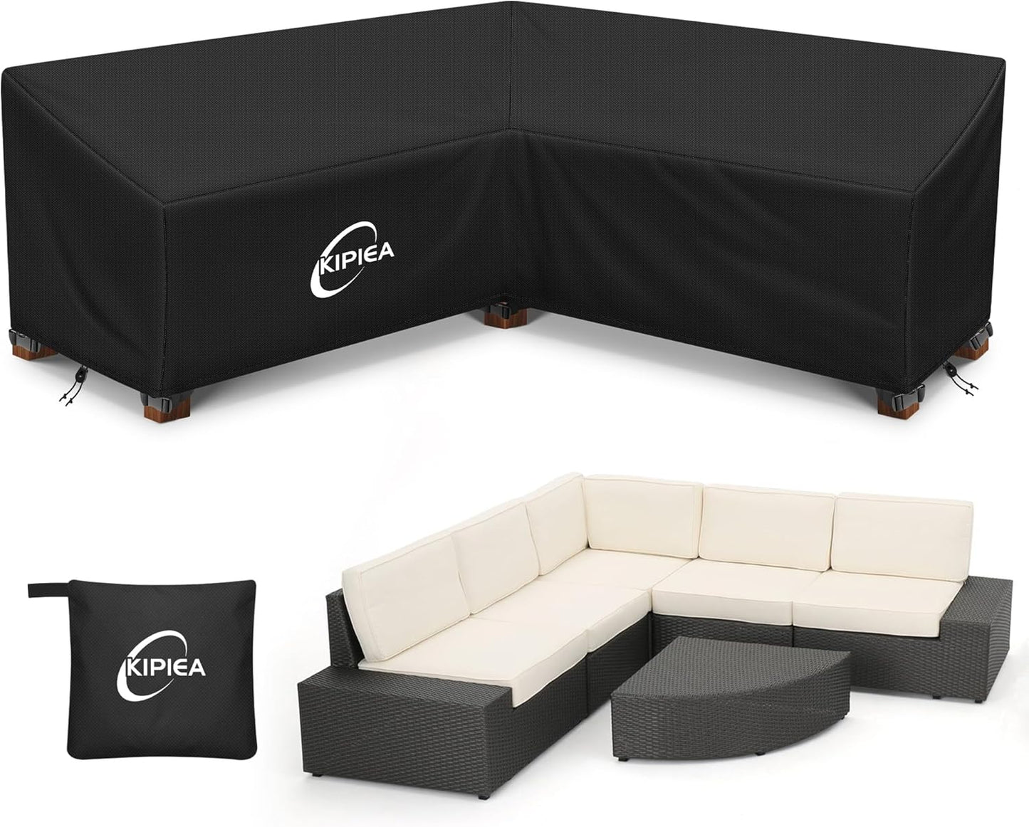 Kipiea Patio V-Shaped Sectional Sofa Cover for All Seasons