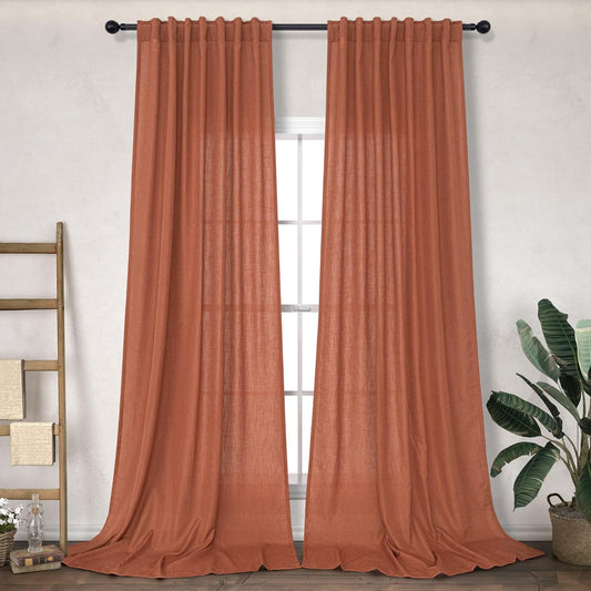 Burnt Orange Curtains 90 Inches Long for Living Room and Dining