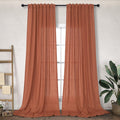 Terracotta Long Curtains 108 in Length 2 Panels Set - Light Filtering