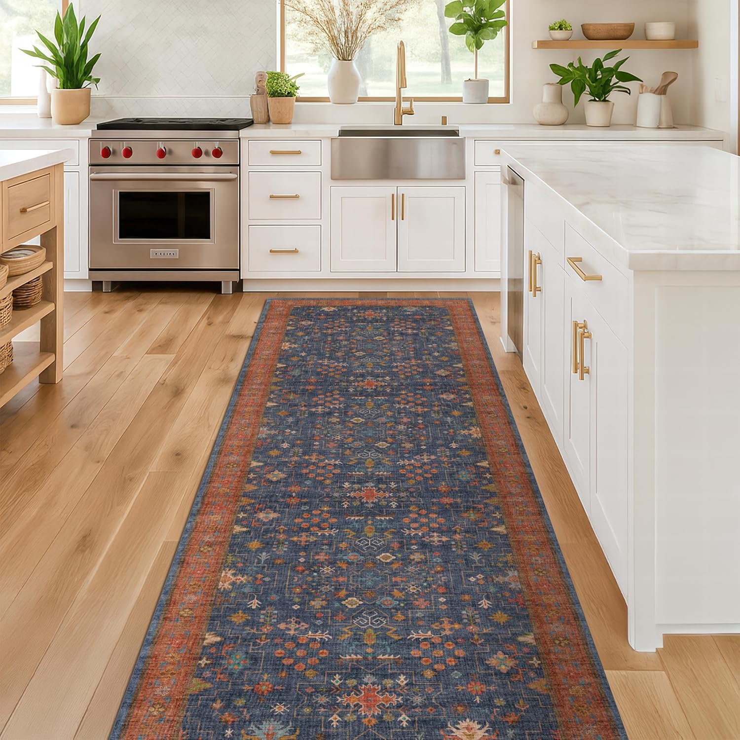 Navy Blue Runner Rug 2x6 for Kitchen, Hallway, and More