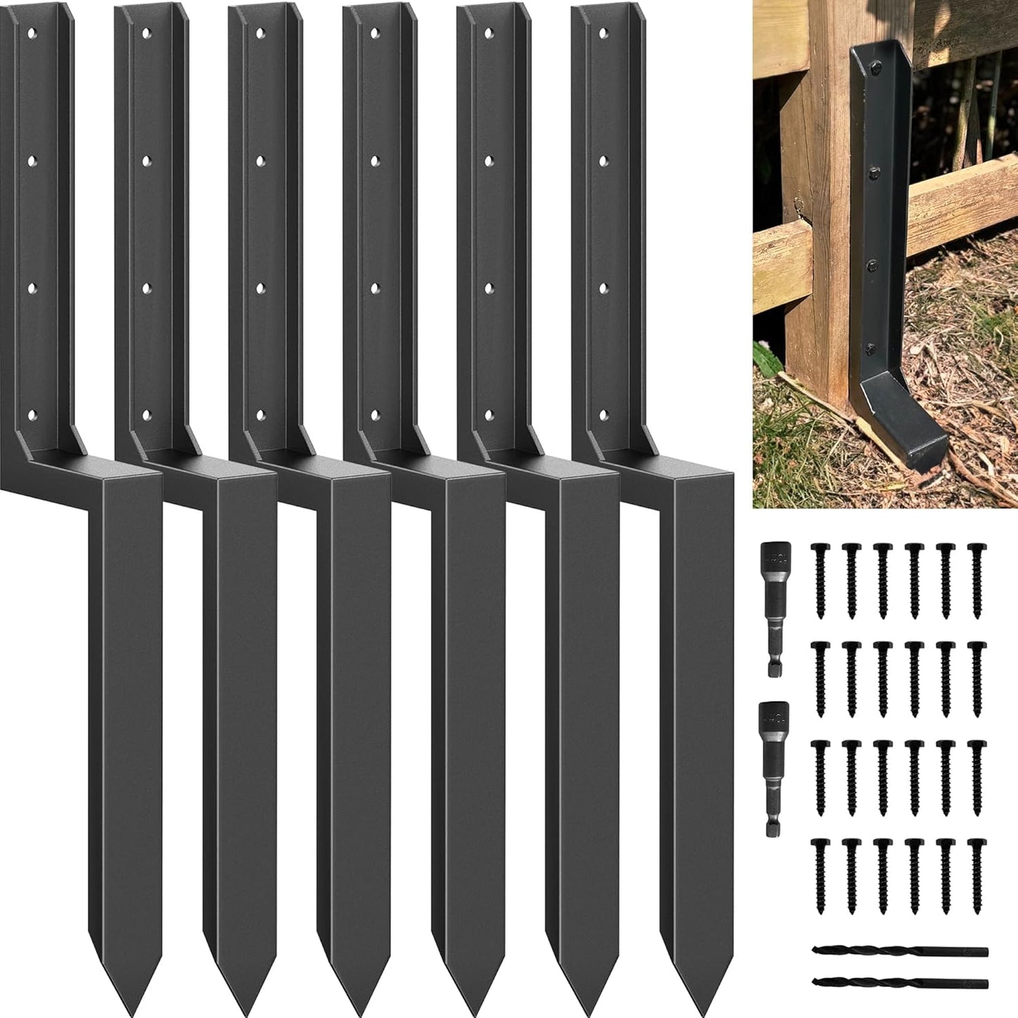 Fence Post Repair Kit for 4x4/6x6 Wood Posts - Strong & Durable
