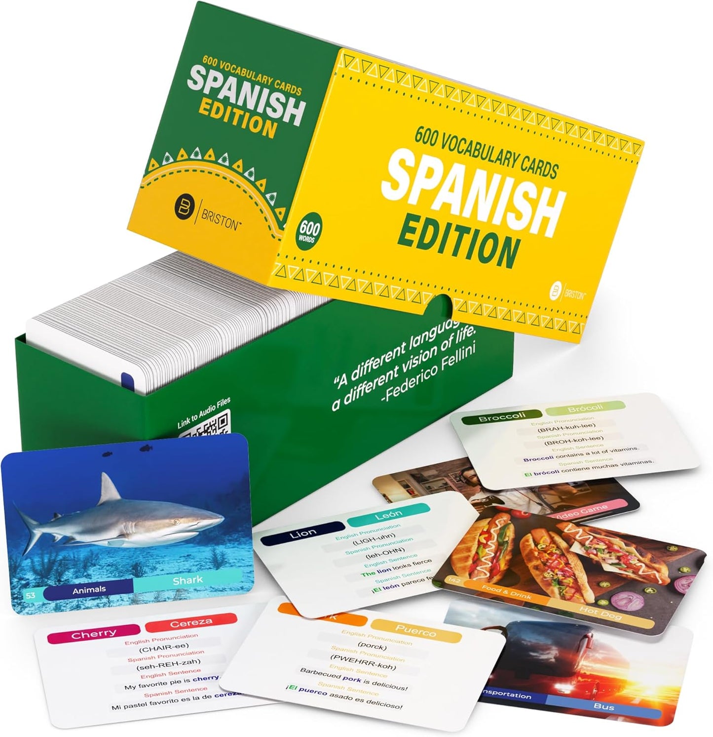 Spanish Vocabulary Flash Cards for Kids and Adults Learning