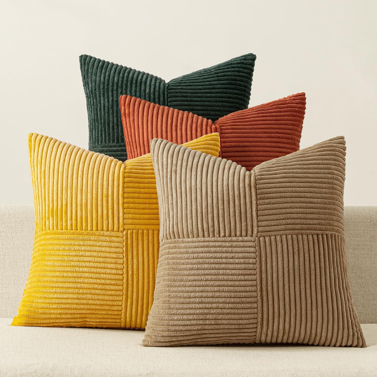 MIULEE Green Rust Throw Pillow Covers for Boho Home Decor