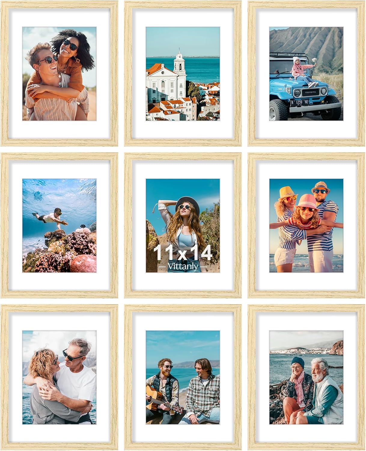 Vittanly 11x14 Picture Frames Set of 9 for Wall or Tabletop