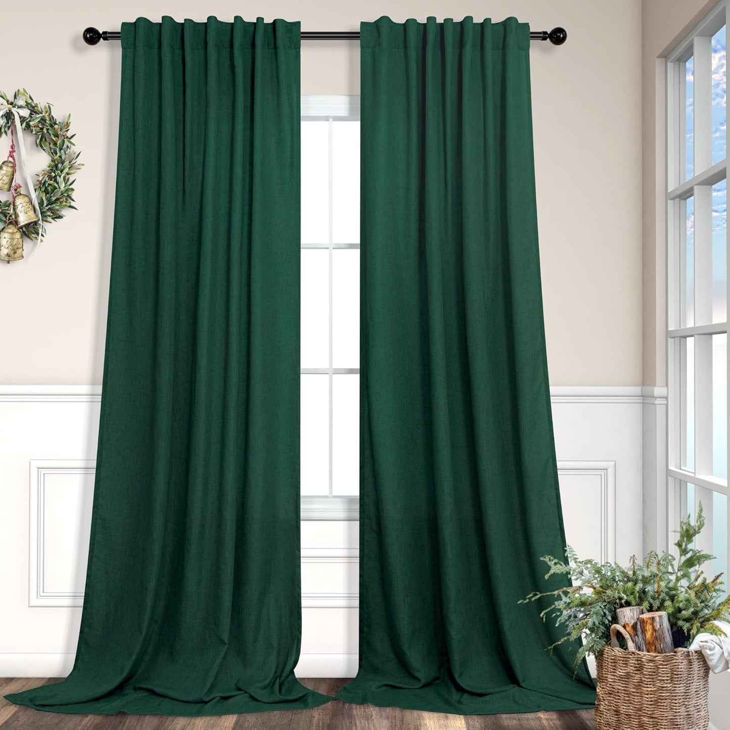 Dark Green Curtains 84 Inch Length for Bedroom and Living Room