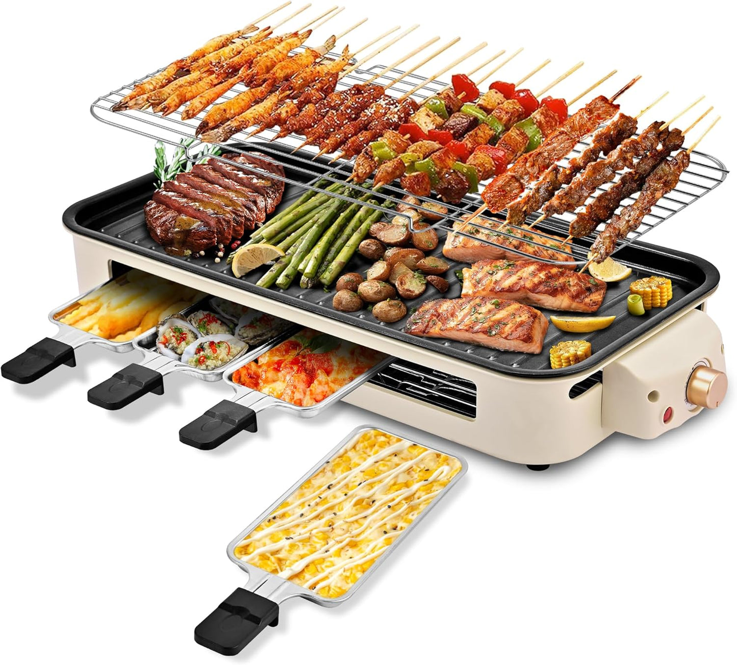 Pukomc Electric Indoor Grill: Versatile 2 in 1 Smokeless Griddle