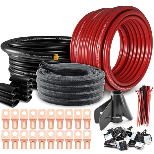 1/0 Gauge Wire Set with Cable Sleeve for Automotive and Marine Use
