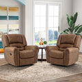 Leather Recliner Chair Set of 2 - Classic Manual Recliners for Living