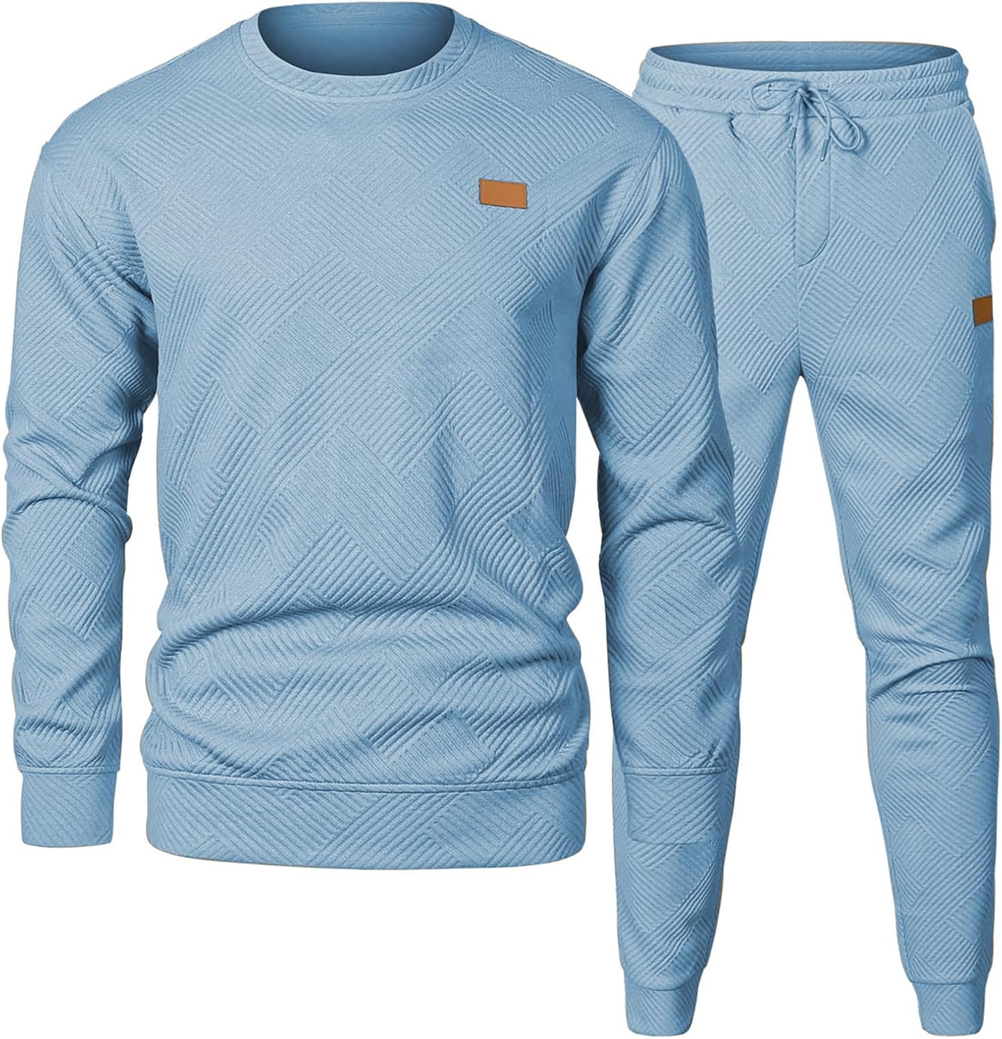 JMIERR Mens 2 Piece Outfits Knit Jacquard Pullover Tracksuit