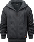 ZITY Men's Zip Up Sherpa Lined Hoodie - Thick Warm Waffle Fleece