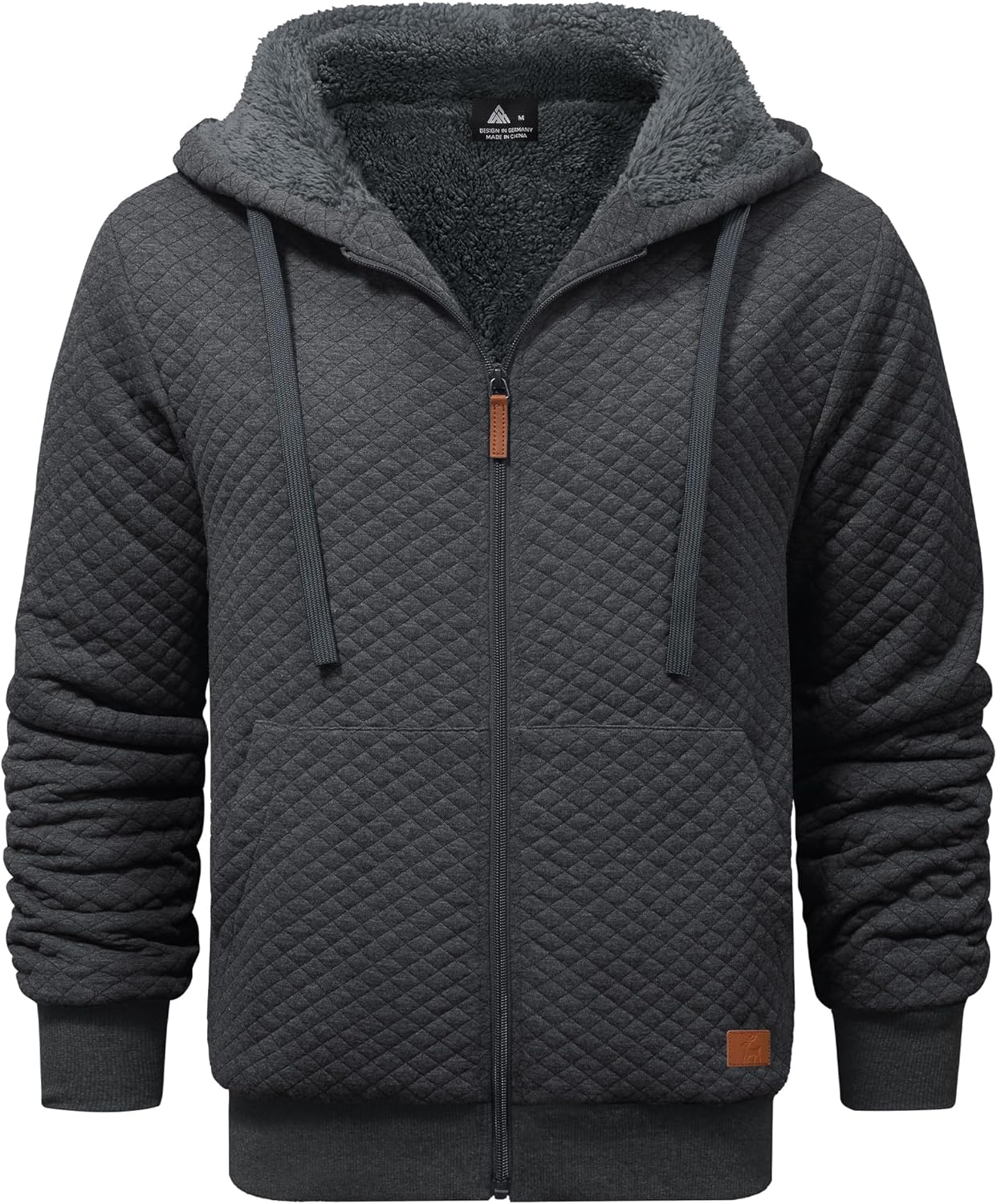 ZITY Men's Zip Up Hoodie Sherpa Lined Heavyweight Jacket