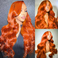 Ginger Orange 13x6 HD Lace Front Human Hair Wig - 28in Body Wave