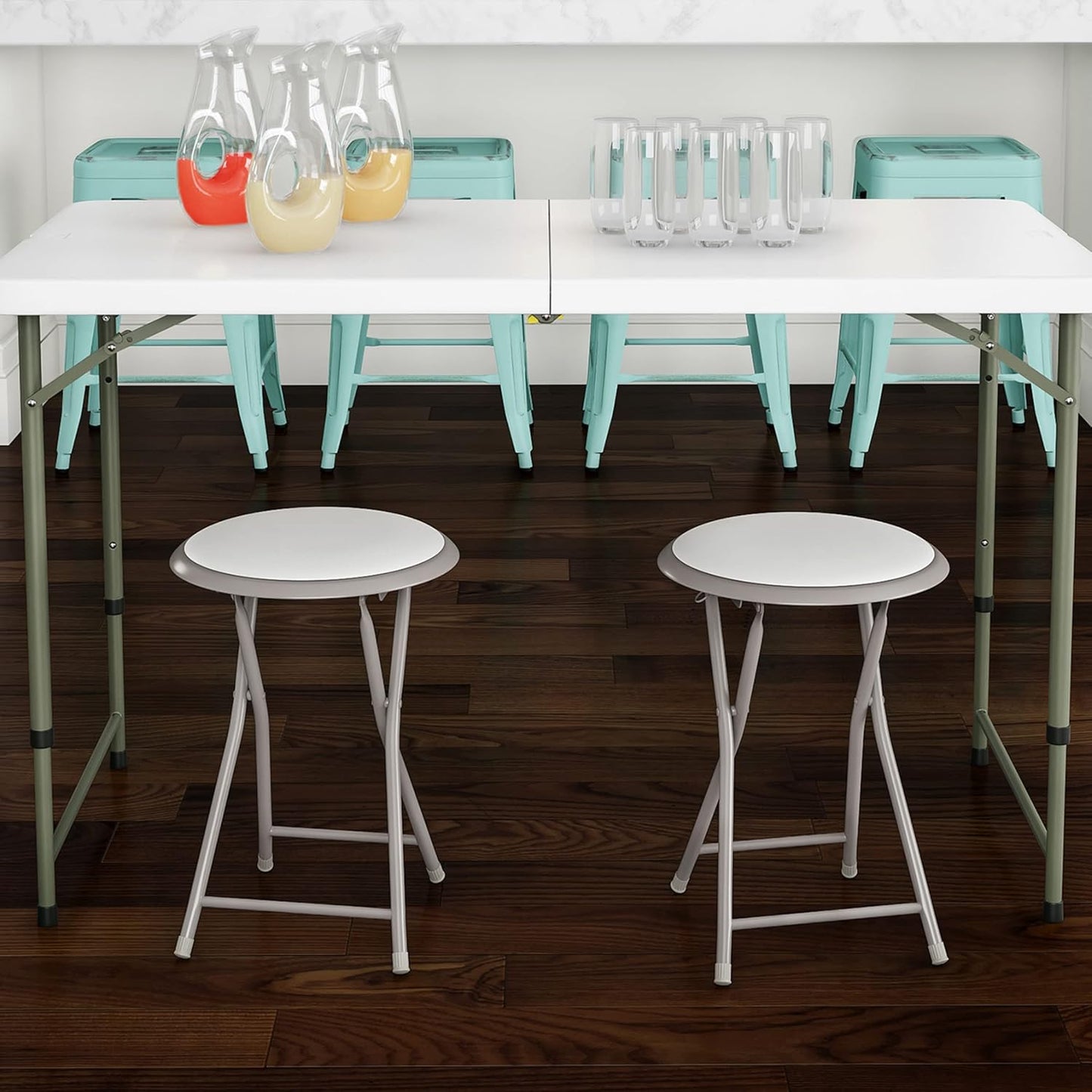 Folding Bar Stool Set of 2 - Heavy-Duty Collapsible Stools