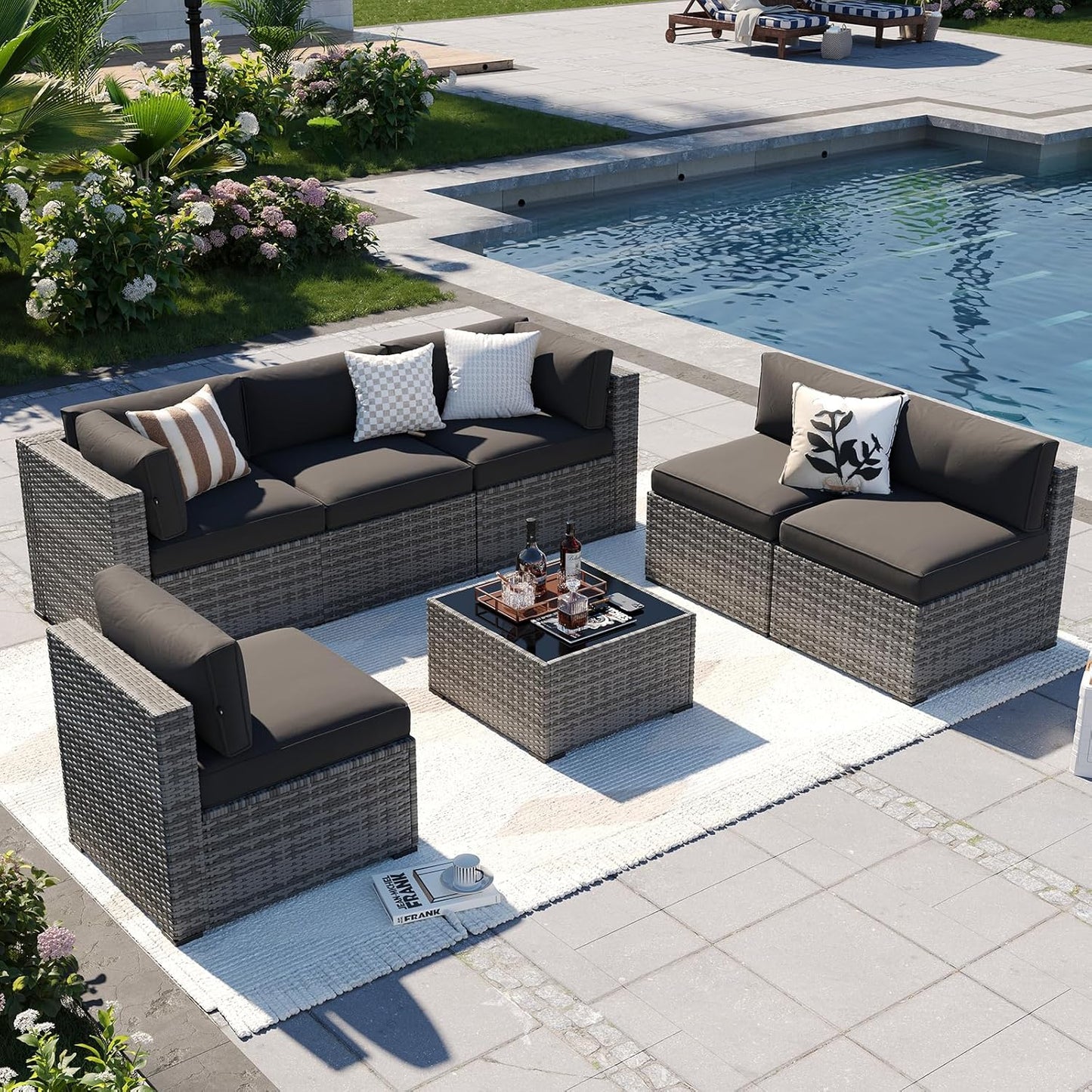 Aoxun Patio Furniture Sets: 7-Piece Wicker Outdoor Sofa Set