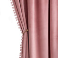 MIULEE Blush Pink Pom Pom Blackout Curtains - Set of 2