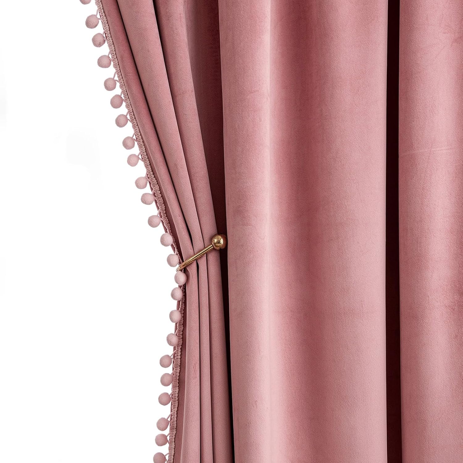 MIULEE Blush Pink Pom Pom Blackout Curtains - Set of 2