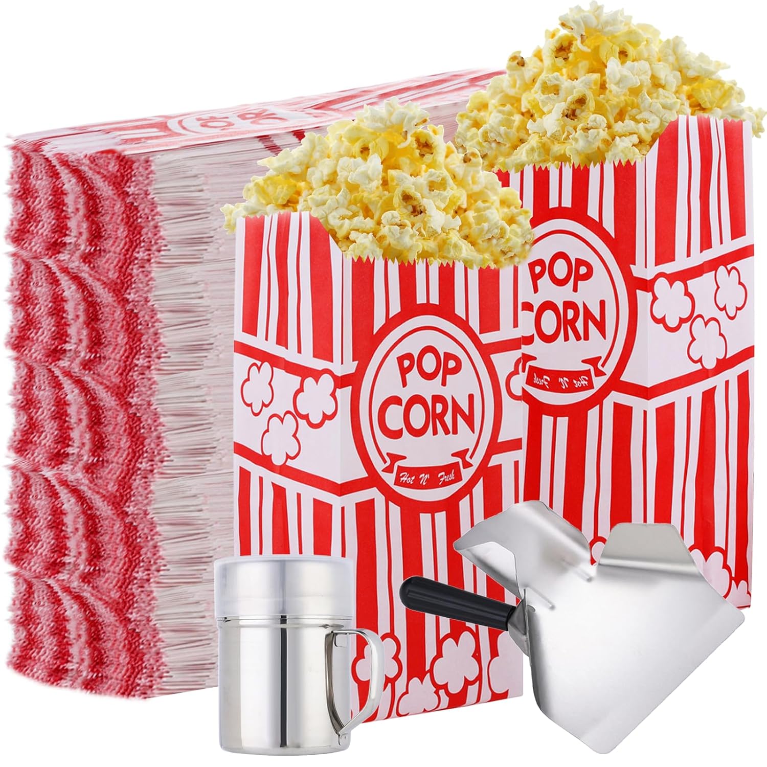 200 Pack Party Popcorn Bags & Scoop - Individual Servings!