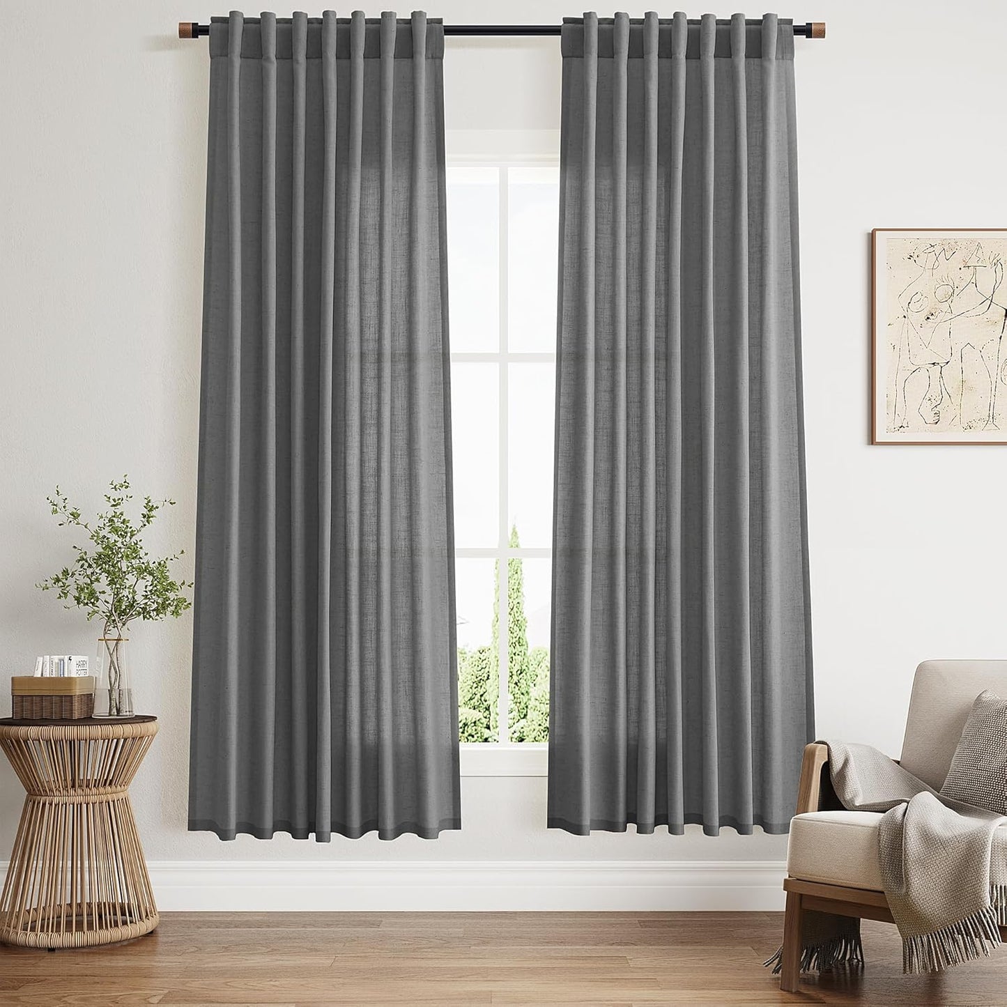 Blazer Grey Linen Curtains 72 Inch Long for Elegant Home Decor
