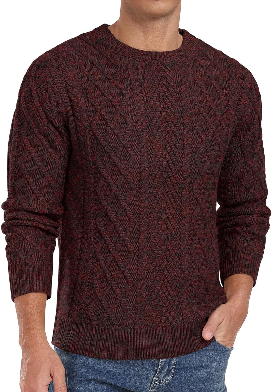 Askdeer Men's Pullover Sweater - Classic Fisherman Knit Design