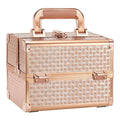 Rose Gold Makeup Train Case - Portable Lockable Cosmetic Organizer