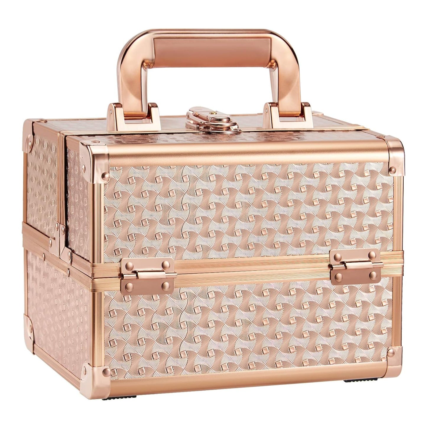 Joligrace Portable Makeup Train Case with Mirror and Lockable Design
