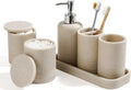 Bathroom Accessories Set 6-Piece Beige - Stone Textured Vanity Set