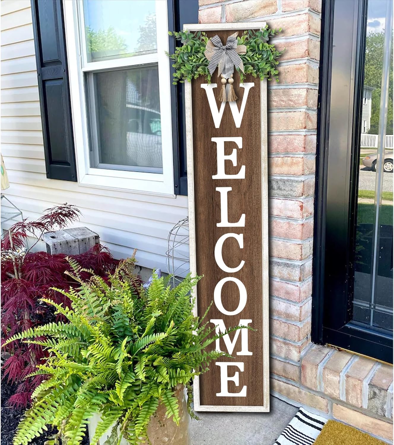 Surfapans Welcome Sign for Front Porch - Rustic Vertical Decor